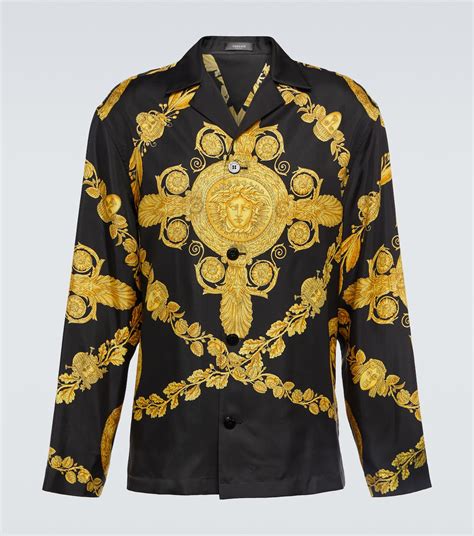 zwart versace t shirt digital barocco|silk Versace shirt.